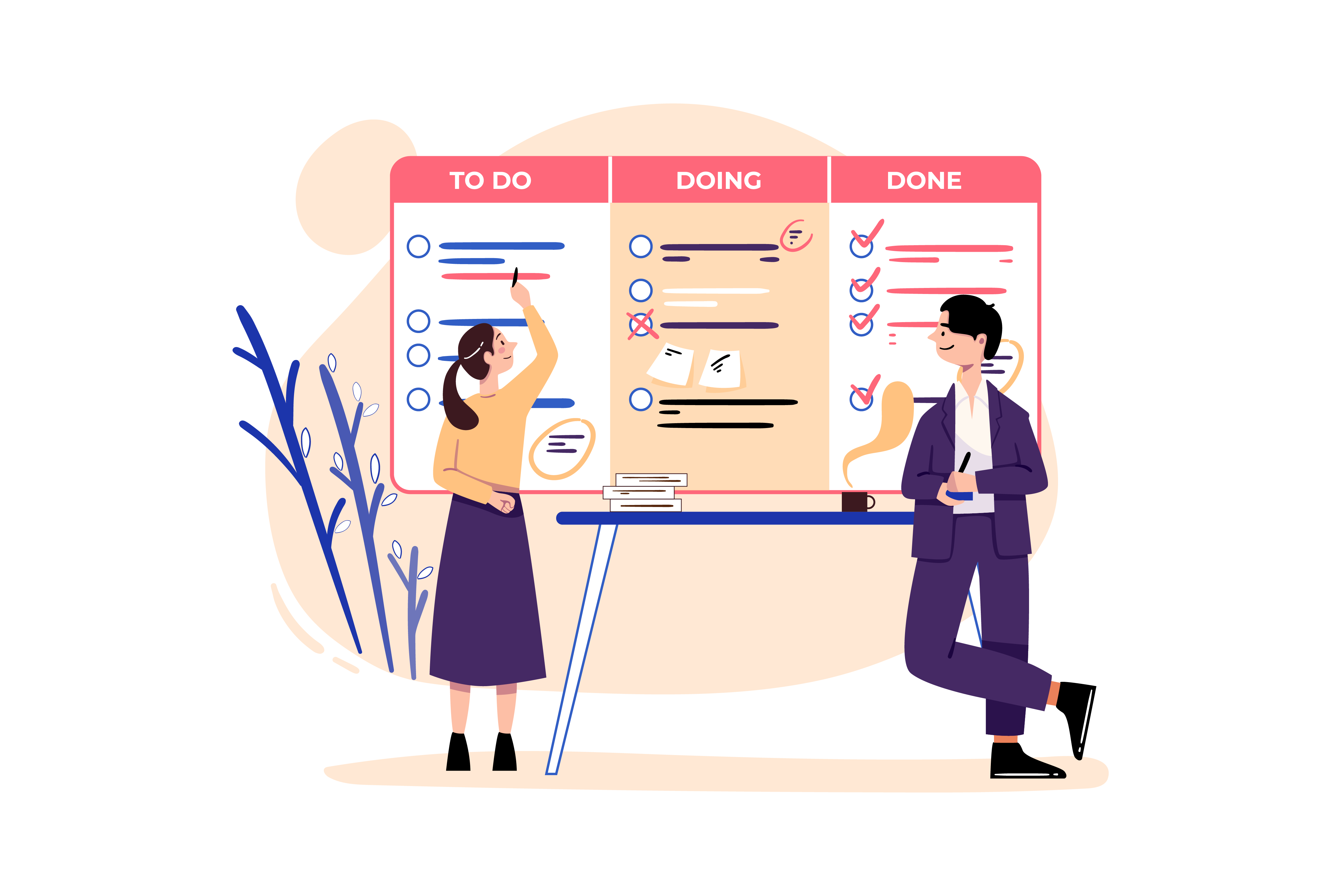 kanban board illustration scrumban project managament